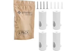 smartect support Mural et plafond à pour fixer les câbles [4 pièces, Blanc] Fixation au Plafond avec vis et chevilles, Support de Câble en saillie pour vos projets DIY
