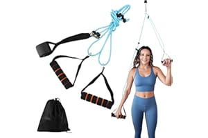 QOTSTEOS Shoulder Pulley Over The Door, Overhead Shoulder Pulley Arm Exercise Equipment Arm Rehabilitation Over Head Pulle-y System for Recovery, Flexibility Stretching, Increase Mobility(Color:Black+Blue)