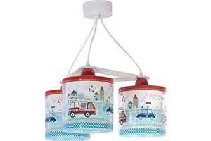 ‎DALBER Dalber kinderlampe Pendelleuchte Hängelampe 3 Lichter Police Autos Polizei, Blau