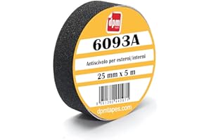 Dpm Tapes 6093A - Ruban Adhésif Antidérapant Noir Pour Intérieur/Extérieur - Antichute, Antidérapant, Sans Résidus (25 mm x 5 m)