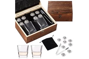 bestyks Whiskey Glasses Set with 8 lion head whiskey ice cubes, 2 whisky glasses, whiskey gifts for men - whiskey accessories set - whiskey stones - creative birthday gift for dad, boyfriend