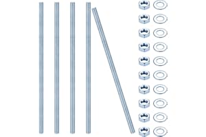 LIYIJIKEJI 5 Pz Barra Filettata M12 x 300mm, Asta Filettata, Barre Filettate con Filettatura Metrica Completa, Perni Filettati, Filettato Barre, Bulloni Filettati Zinco Blu con Dadi e Rondelle (M12 x 300 mm)