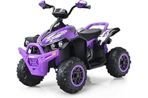 RELAX4LIFE Quad Elettrico per Bambini 3-8 Anni con Velocità Regolabile, Auto a Batteria Multifunzione 12V con Anteriore e Posteriore, Luci a LED, Musica, Pedale, Clacson, Carica 35KG (VIOLA)