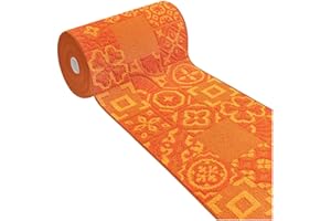 emmevi Tappeto Cucina 3D Passatoia Antiscivolo Lavabile Piastrella Maiolica Mod.CLELIA Dis.G 57X270 ARANCIONE