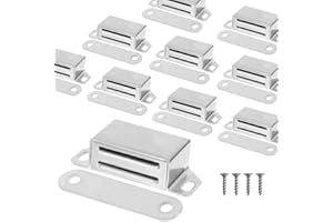 HUAJIAO 8 PCS Magnetic Door Catch, Thicken Cabinet Door Magnets Cupboard Catches Magnetic Strip Magnet Catch for Wardrobe Closet Cupboard Door Closing (Silver)