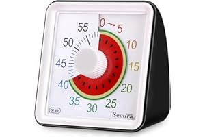 SECURA BRANDS Secura 60-Minute Visual Timer for Kids, Classroom Timers, Countdown Time Tracker for Adults, Time Management Tool for Teaching (Black)
