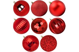 Benjia Bardzo duże ozdoby świąteczne na zewnątrz, ponadwymiarowe, ogromne, nietłukące się, plastikowe kulki na zewnątrz, trawnik, podwórko, wiszące dekoracje (150 mm, czerwone, zestaw 4 szt.)
