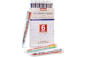 Sikao 6-in-1 Pens Multicolour, 6 Pack Multi Color Pens All In One, Multicolour Pens, Rainbow Pens, Bulk Party Favors, Classroom Prizes, Goodie Bag Stuffers for Kids Grils, Valentines Day Cool Gifts