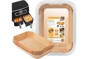 HORJOR 100pcs Air Fryer Liners for Ninja Dual, Disposable Parchment Paper Airfryer Liners Compatible with Ninja AF300UK AF400UK, Tower Air Fryer