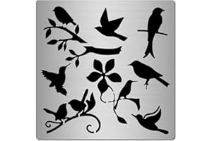 CREATCABIN Oiseau Métal Pochoirs Die Cuts Plaques Matrices de Découpe Colibri Divers Oiseaux Animaux pour Peinture DIY Scrapbooking Artisanat Album Photo Décoratif Gaufrage Papier Carterie 6.3 x 6.3 P