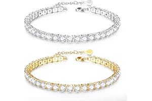 JDGEMSTONE Sterling Silver Tennis Anklet,5A Diamond CZ Dainty Ankle Bracelet,Waterproof,6.5in to 11.5in