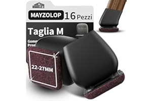 MAYZOLOP 16 Pezzi Gommini per Sedie Inclinabili Quadrati, Cuscinetto Nero da 1in, Feltrini con Cuscinetti in Feltro, Senza Graffi e Rumore