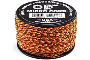 Atwood Rope MFG Tactical Nylon/Polyester Micro Utility Cord 1.18mm X 125ft Reusable Spool | Fishing Gear, Jewelry Making, Camping Accessories (Fireball)