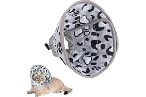 Kighdel Cat Recovery Cone Collar - Soft Buster Collar for Dogs, Puppies and Kittens, Adjustable Pet Recovery for After Surgery (Grey, M)