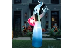 EBANKU 7.8 Ft Halloween Pontony Straszny Duch Ze Zmieniającymi Kolor Dekoracjami, Halloween Wysadzili w Górę Dekoracje Na Przyjęcie Na Świeżym Powietrzu Dla Ogrodu Na Podwórku