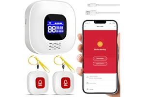 ChunHee Sistema di Allarme WiFi Smart Tuya per Anziani con Pulsante di Emergenza, Sistema di Allarme per Pazienti Anziani e Disabili, Bambini 1 Pulsante SOS con 1 Ricevitore (2*Pulsante + 1*Ricevitore