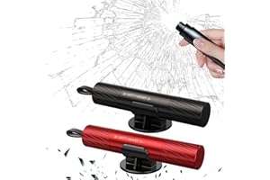 Yesimola Rompivetro Auto e Taglia Cintura, Taglia Cinture di Sicurezza e Rompivetro, 2 in 1 Rompi Vetro Auto Emergenza, Kit Emergenza Auto per Automobili Autobus e Altri Veicoli (Nero + Rosso)