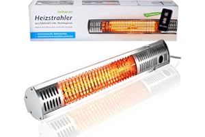 ASIGO Gardigo® Calefactor Exterior por infrarrojos de acero inoxidable I Calienta a las Personas y No el Entorno, Sin Calor Abrasivo, 4 niveles desde 650 – 2000 W I con mando a distancia I Estufa Exterior Terraza