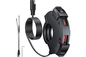 ZEXMTE Motorcycle USB Charger,18W QC 3.0 & 30W PD Type C Dual USB Motorbike Phone Charger, 12V/24V USB Motorcycle Socket Waterproof for Phones, Tablets, Digital Cameras, GPS