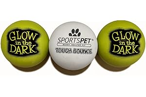 SPORTSPET Tough Bounce Balls aus natürlichem Kautschuk für Hunde (Ø 65mm) (Glow in The Dark 3er-Pack)