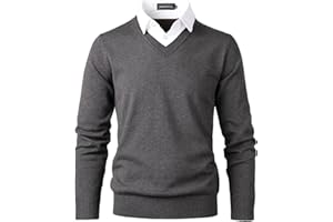 Harbrosrce Maglione Uomo Collo a V Felpa a Maglia a Maniche Lunghe in Maglioncino con Collo Camicia Basic Lavorato Pullover Sweatshirt