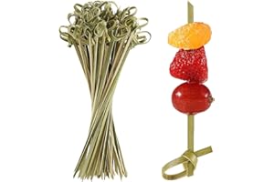 CONGGUAN 100Pcs Bamboo Cocktail Picks Toothpicks for Appetizers Natural Bamboo Knot Skewers Mini Food Sticks for Drinks Canapes Appetizers Party Supplies (12cm/4.7inch)