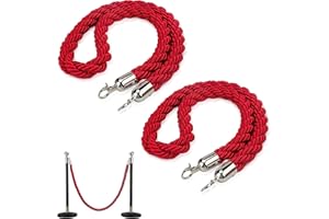 XINLTC Corde de Barrières, 2 Pièces de Barrière Diviseur de Files d'Attente Rouge en velours avec Crochets, pour Contrôle Sûr de la Ligne de File D'attente de Foule, 1,5 Mètre de Long