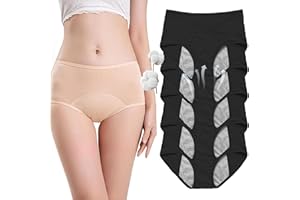 AMOUSDRDR Dry Wear Women's Incontinence Underpants, Drywear, Leak-Proof Underwear, Women, Panties for Women Over 60, Washable, Reusable Cotton Panties (Black, 5 Pieces, 3XL)