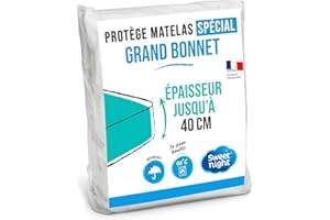 SWEET NIGHT - Protège Matelas Grand Bonnet | pour Bonnet jusqu'à 30cm/35cm/40cm | 160x200x40 cm | Alèse Imperméable | Lavable à 90°C