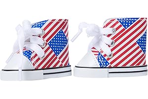 The New York Doll Collection US Flag Designed Doll Canvas Sneakers Trainers fits All 18 Inch/ 46 cm Dolls - for Fashion Girl Dolls - Doll Shoes - Doll Trainers – Doll Clothes accessories
