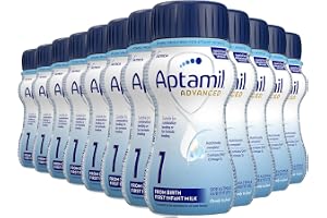 Aptamil 1 Advanced First Infant Milk Ready to Feed From Birth, 12 x 200ml | Baby Formula Liquid Bottles, No Preparation Requi