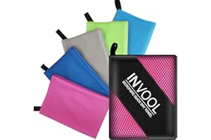 Invool Microfiber Towel, 5 colours with carry bag - Quick Dry Towel for Travel, Camping, Fitness, Beach, Vacation, Fast Drying and Absorbent