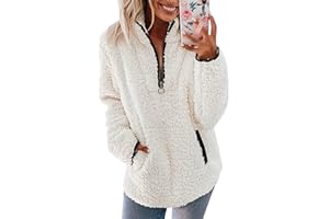 NILIMOPH Pullover Damen Fleecepullover Teddyjacke Teddy Flauschiger Teddyfleece Jacke Kuschelpullover Winterjacke Fleecejacke Plüschjacke Kuscheljacke Kapuzenpullover Softshelljacke Winter Mit Taschen Top