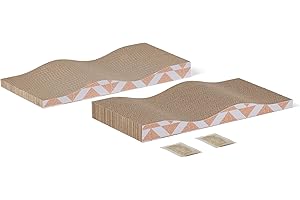 Amazon Basics Tabla de Rascar para Gatos, Rascador Curvo de Cartón Corrugado de Doble Cara, 41,9 x 20,6 x 4,1cm, Paquete de 2, Beige