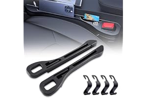Hillylolly Relleno de Tapón Espacio Asiento, 2 Piezas Relleno Asiento Coche con 4 Ganchos para Sillas de Coche, Cubre Hueco Asiento Coche, para Brecha Asiento, Negro, 43 * 8 CM