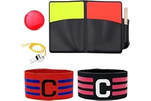 POPAPIE Schiedsrichter Set,FußBall Schiedsrichter Karten mit Schiedsrichter Pfeife und 2 Kapitänsbinde Rote und Gelbe Karte Fussball Schiri Set für Fußballspiel Schulsport Sport