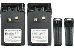 VINEYUAN 2 Pack 1A17KG-3 Batteria per Wouxun KG-UVD1P KG-UV6D KG-659 KG-699 KG-689 radio bidirezionale Sostituzione della batteria con clip da cintura