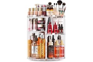 ‎AUXMIR Auxmir Schminktisch Organizer mit 9 Einstellbaren Stufen, Make Up Organizer 360° Drehbar, Extra Größer Kosmetik Skincare Organize, Schmink Aufbewahrung für Schlafzimmer Badezimmer als Geschenk