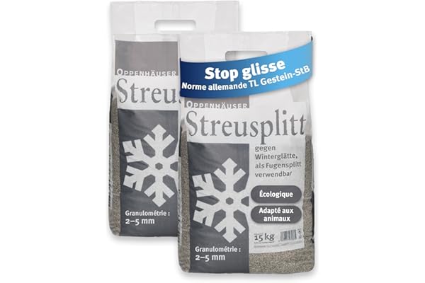 OPPENHÄUSER Gravillons d'épandage de Diabase 30kg : Grains 2 5 mm, Norme TL Gestein-StB, Effet antidérapant immédiat, granulat écologique pour Routes et parkings sûrs, idéal pour pavés, Premium