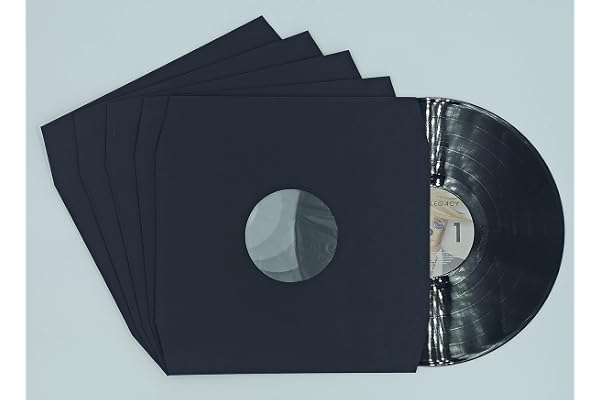 50 sous Pochettes intérieures en Papier doublées antistatiques Noires pour Vos disques vinyles 33 Tours 12"