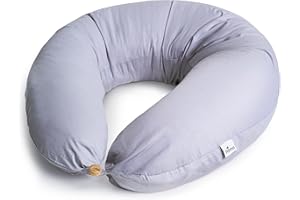 Niimo XXL Pregnancy Pillow & Nursing Pillow - 2-in-1 Design with a 100% Cotton Cover, Machine-Washable, Grey (200 x 70 cm)
