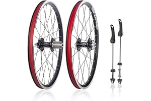 KUNYOS 20In 406/451 Mountain Bike Wheelsst Double Layer Aluminum Alloy Rims Disc/V Brake Quick Release 24/28H Hubs for 7 8 9 10 Speed Cassette Bicycles Front Rear Wheels
