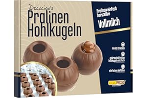DECOCINO Pralinen-Hohlkörper (63 Stk) – Vollmilch Schokolade – Form | selber machen – ideale -Hohlkugeln für Weihnachts