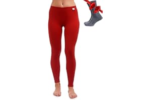 MERINO.TECH Lana Merino Pantalones Mujer 100% Merino Wool Pantalon Termico Mujer, Ropa Interior Mujer Merino Ligero, Peso Medio, Peso Pesado + Calcetines De Lana