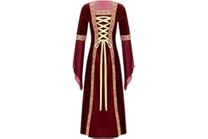 Alvivi Mittelalterliches Kostüm Mädchen Mittelalter Kleid Vintage Bandage Maxikleid Prinzessin Kleid Renaissance Cosplay Kostüm Partykleid