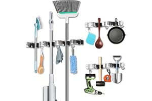 LUZOON Besenhalterung Wand, Gerätehalter Hakenleiste Besenhalter Gartengerätehalter Gartengeräte für Gartengeräte, Küche, Badezimmer, Garage (3 Stück)