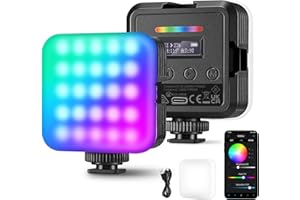Neewer RGB62 Magnetic RGB Video Light with Upgraded APP Control, 360° Full Color LED Camera Light with 3 Cold Shoes CRI97+ 2500K-8500K 17 Scenes 2000mAh Rechargeable Portable Photography Lighting