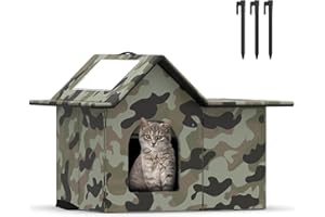 SELBATON Outdoor Cat House Weatherproof, Large Feral Cat House for Winter, Collapsible Outdoor Cats Shelter in Winter with Door and Soft Mat, Easy to Assemble