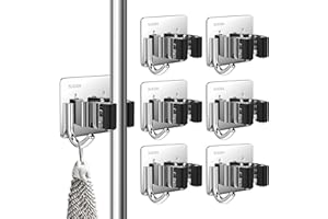 3-H Appendi Scope a Muro Adesivo Forte 6 Pezzi,Portascope da Muro SUS304 Acciaio Inox,Porta Scope Parete Impermeabile 10KG Carico con Ganci senza Perforazione per Cucina, Garage, Bagno, Giardino