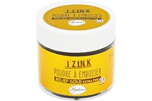Aladine - Poudre à Embosser Izink Gold Extra Fine - Embossing - Effet Volume 3D pour Scrapbooking et Carterie Créative - Scrap en Relief Couleur Or Extra - Pot de 25 ml 10204